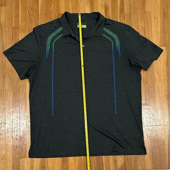 PGA Tour Dark Gray Polo with Green and Blue Accents - Picture 6 of 16
